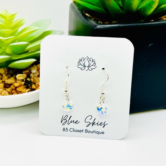 Clear AB Swarovski Crystal Silver Earrings - Picture 4 of 6